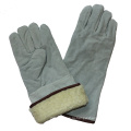Cow Split Leather Winter Warm Boa Полные футеровки Сварочные перчатки